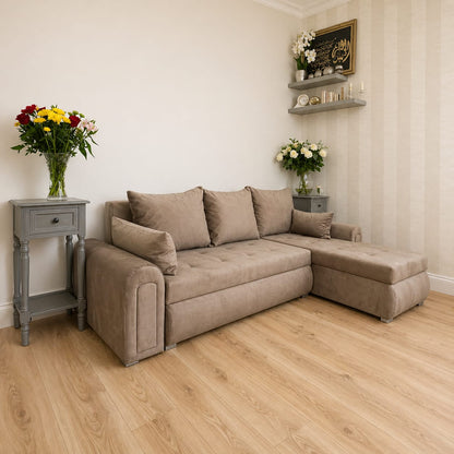 Universal Corner SofaBed with Double Storage - Warm Beige
