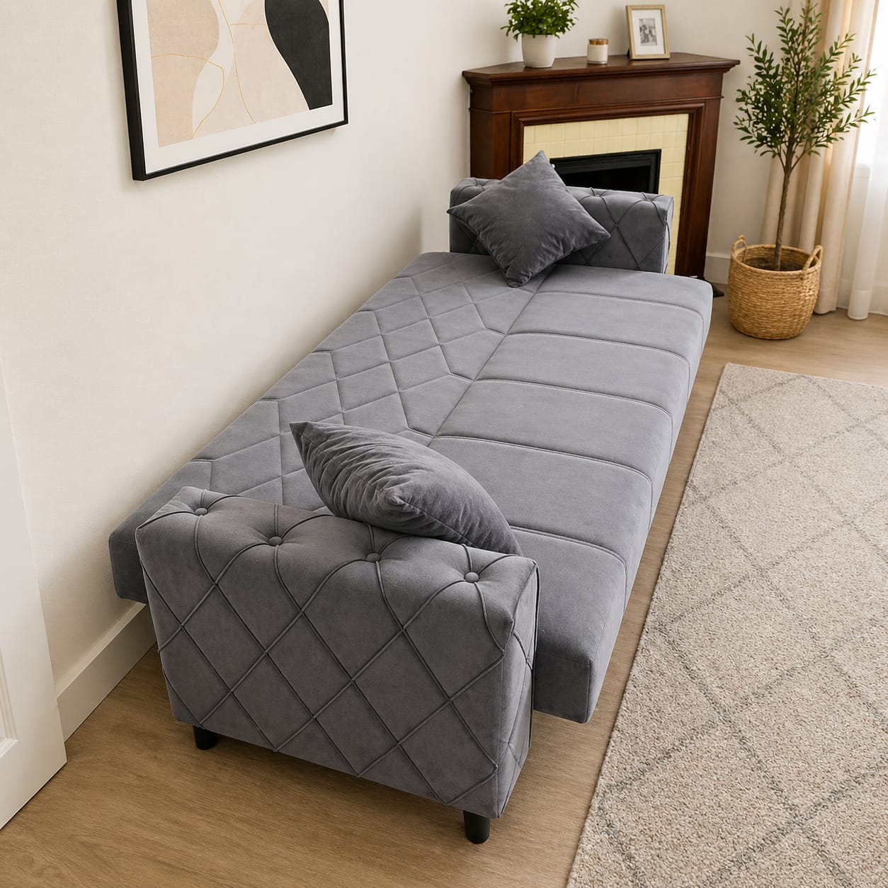 Modern Grey Velvet Sofabed 3 Seater – Sleek Design with Everyday Comfort