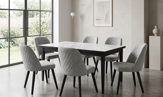 Grey Wooden Extendable Dining Set