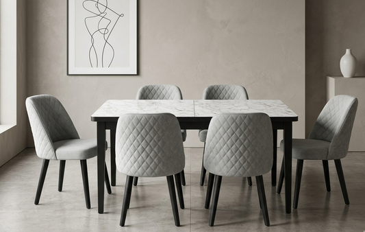 Grey Wooden Extendable Dining Set
